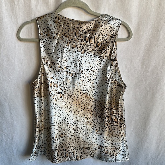 Cinema Eloile cream/tan/brown cheetah print tank top, size L - Picture 2 of 3